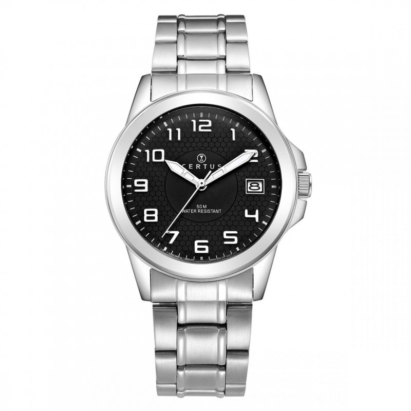 Montre homme Certus bracelet argenté cadran noir