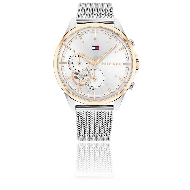 Montre femme tommy hilfiger dorée et grise argent