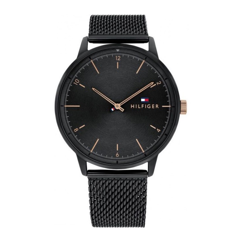 Montre homme tommy hilfiger noire et dorée rose