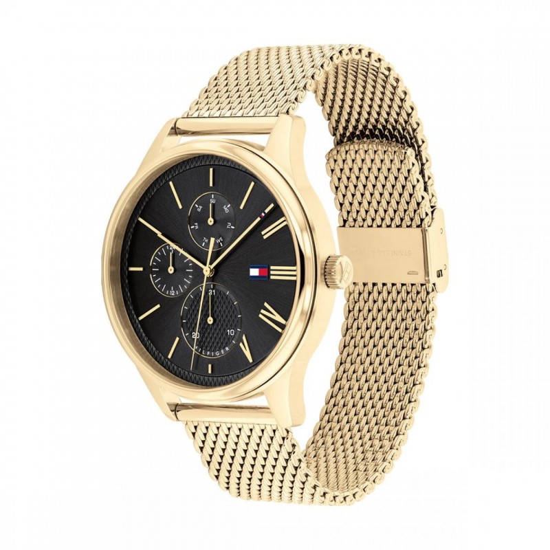 Montre homme tommy hilfiger noire et dorée