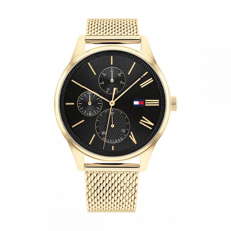 Montre homme tommy hilfiger noire et dorée