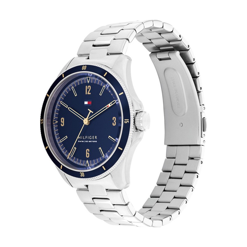 Montre homme tommy hilfiger couleur argent et bleue