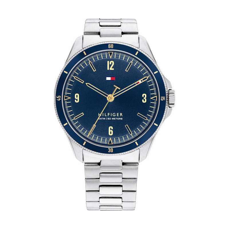 Montre homme tommy hilfiger couleur argent et bleue