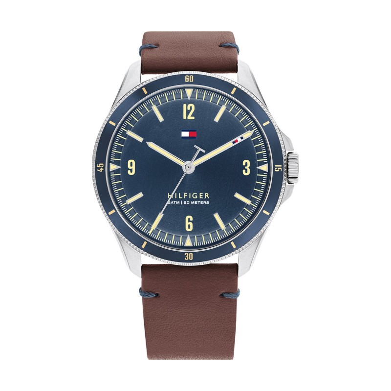 Montre homme tommy hilfiger marron et bleue