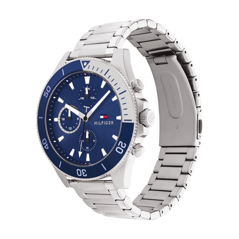 Montre homme tommy hilfiger couleur argent et bleu