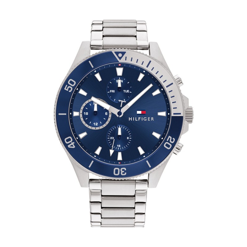 Montre homme tommy hilfiger couleur argent et bleu