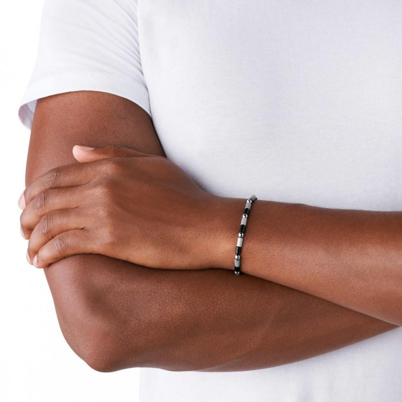 Bracelet Diesel fantaisie acier et coton