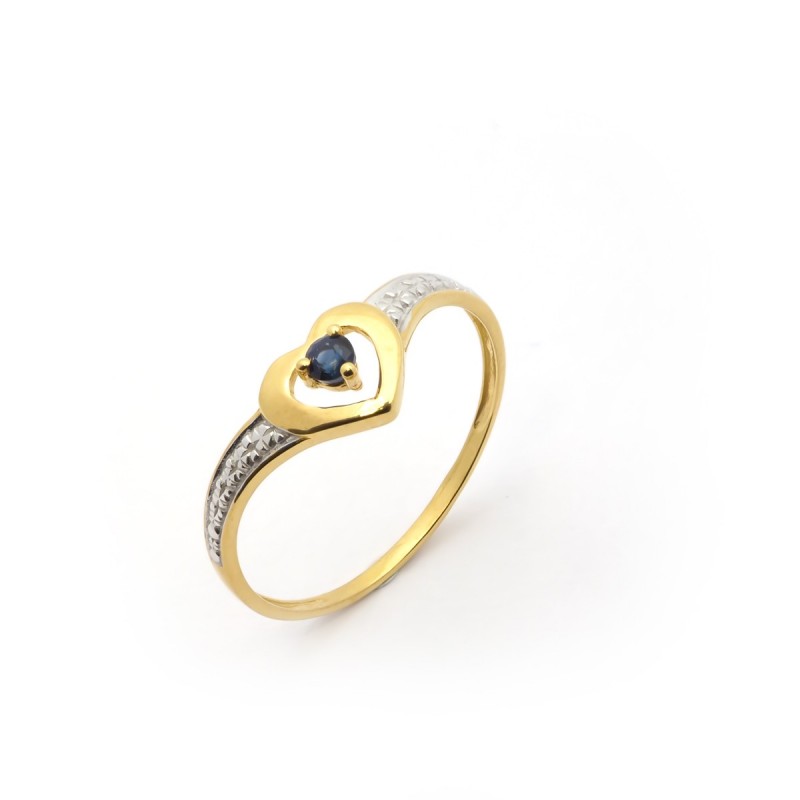 Bague Carador Femme Or Jaune 375/000 Coeur et saphir