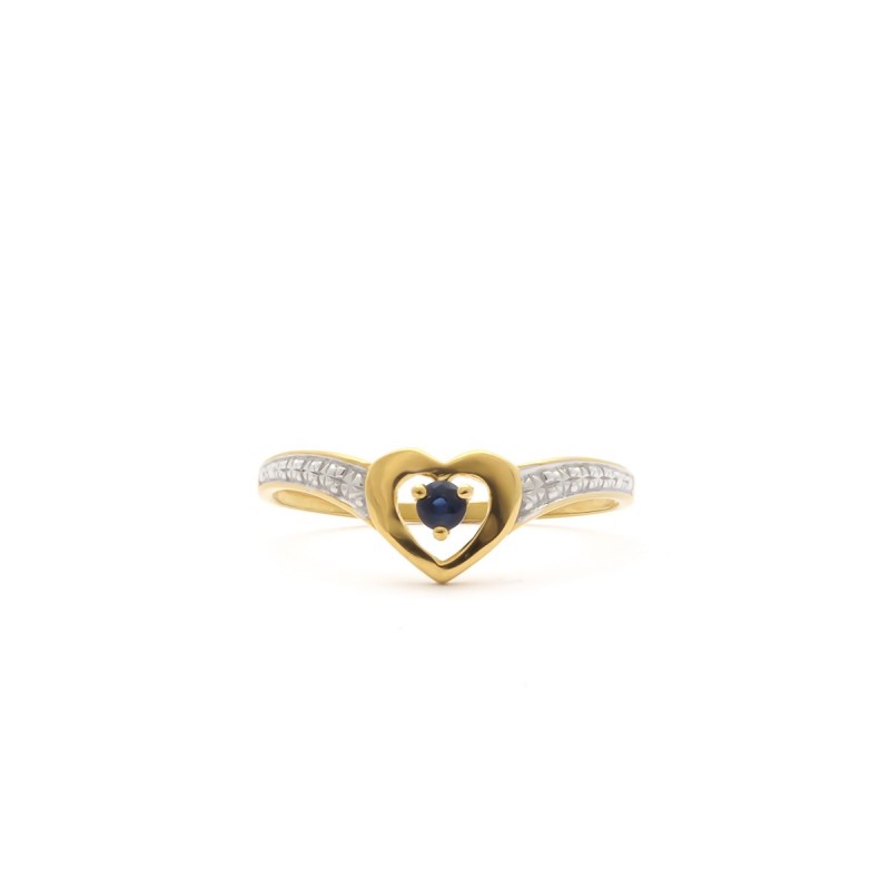 Bague Carador Femme Or Jaune 375/000 Coeur et saphir