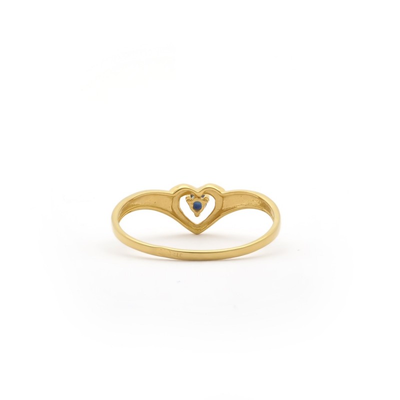 Bague Carador Femme Or Jaune 375/000 Coeur et saphir
