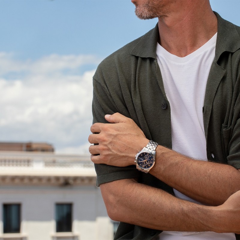 Montre Homme Lotus Chrono acier argenté