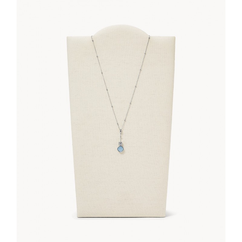 Collier pendentif en acier inoxydable bleu clair
