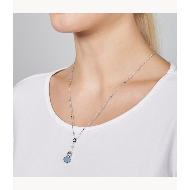 Collier pendentif en acier inoxydable bleu clair