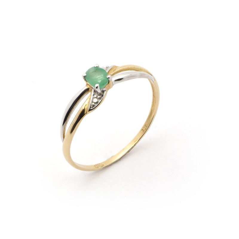 Bague Carador or jaune et blanc 375/000, emeraude