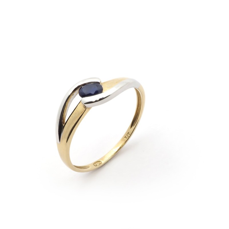 Bague Carador Or 375/000 Bicolore et Saphir 0,25 cts