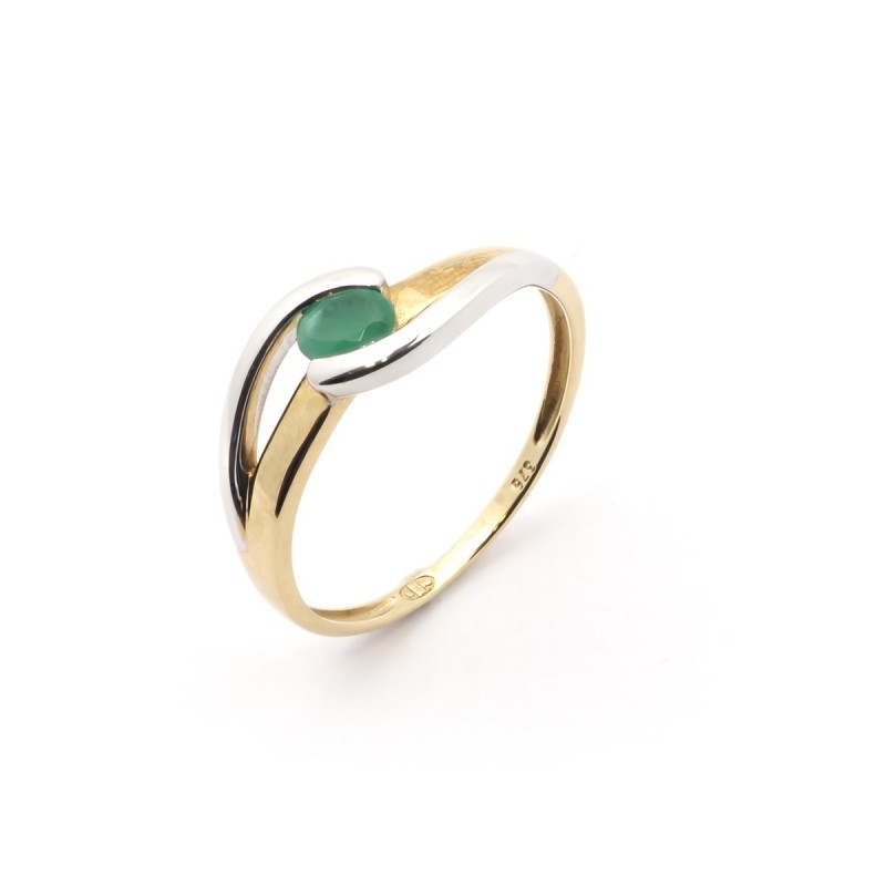 Bague Carador bicolore or 375/000 et émeraude 0,20 cts