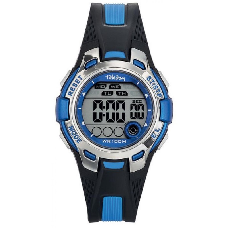 Montre Enfant avec bracelet noir et bleu
