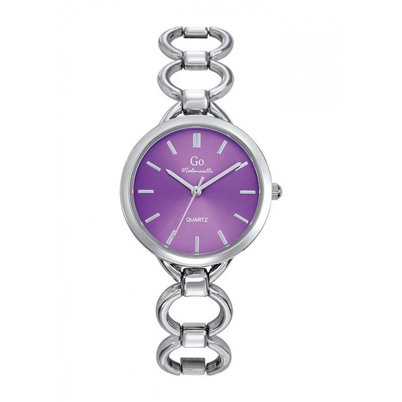 MONTRE GO ACIER COULEUR ARGENT ET VIOLET