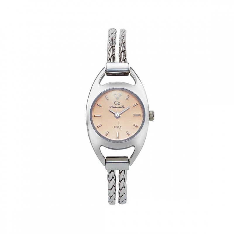 MONTRE GO ACIER COULEUR ARGENT ET ORANGER