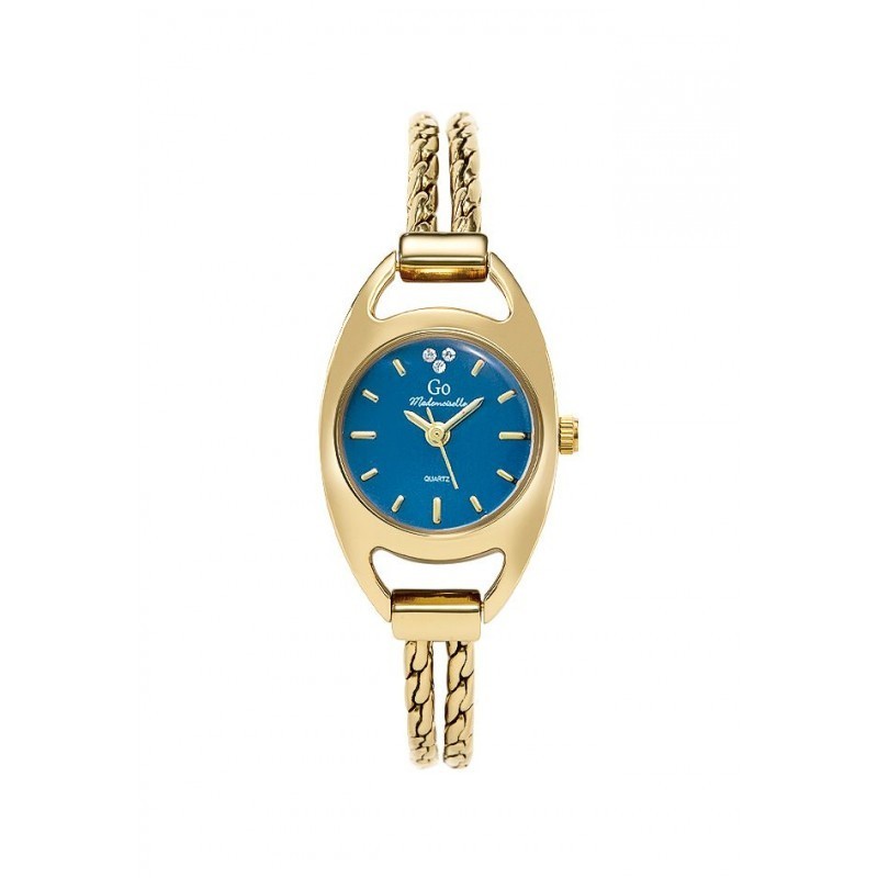 MONTRE GO ACIER DOREE ET BLEU