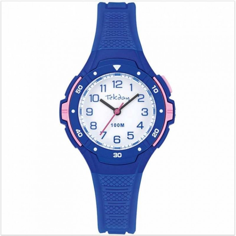 Montre enfant Tekday silicone bleu et rose