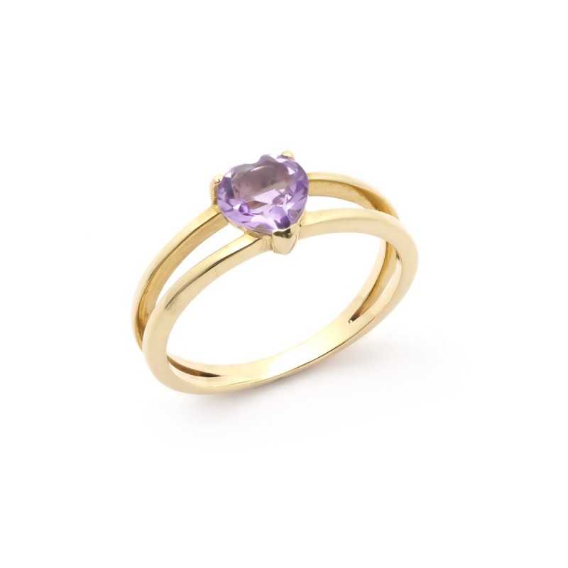 Bague Carador Améthyste et Or jaune 375/000e Cœur