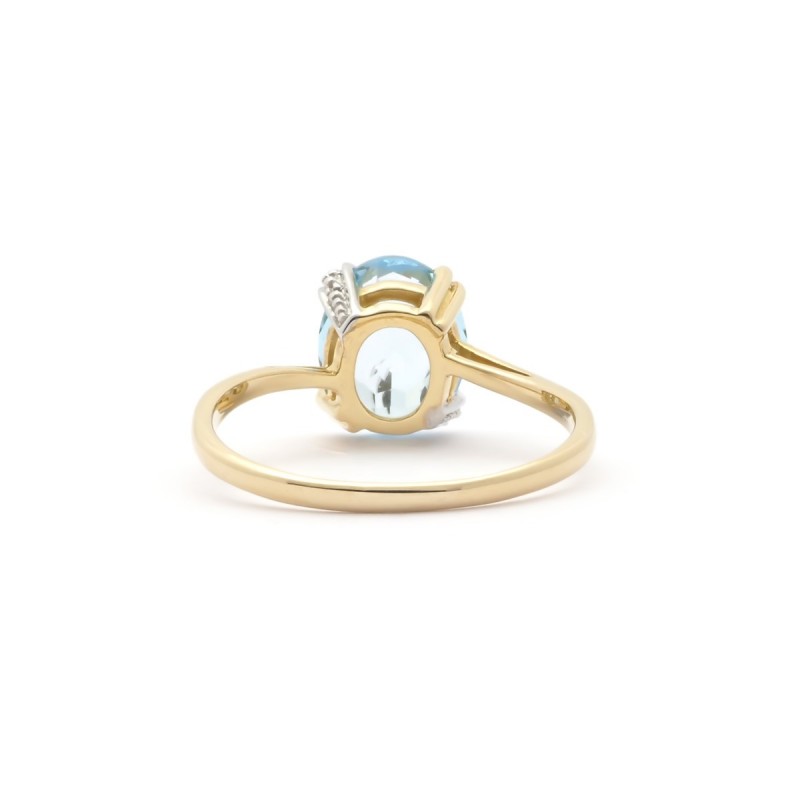 Bague Carador Or jaune 375/000, Topaze 3.20 cts, oxydes de zirconium