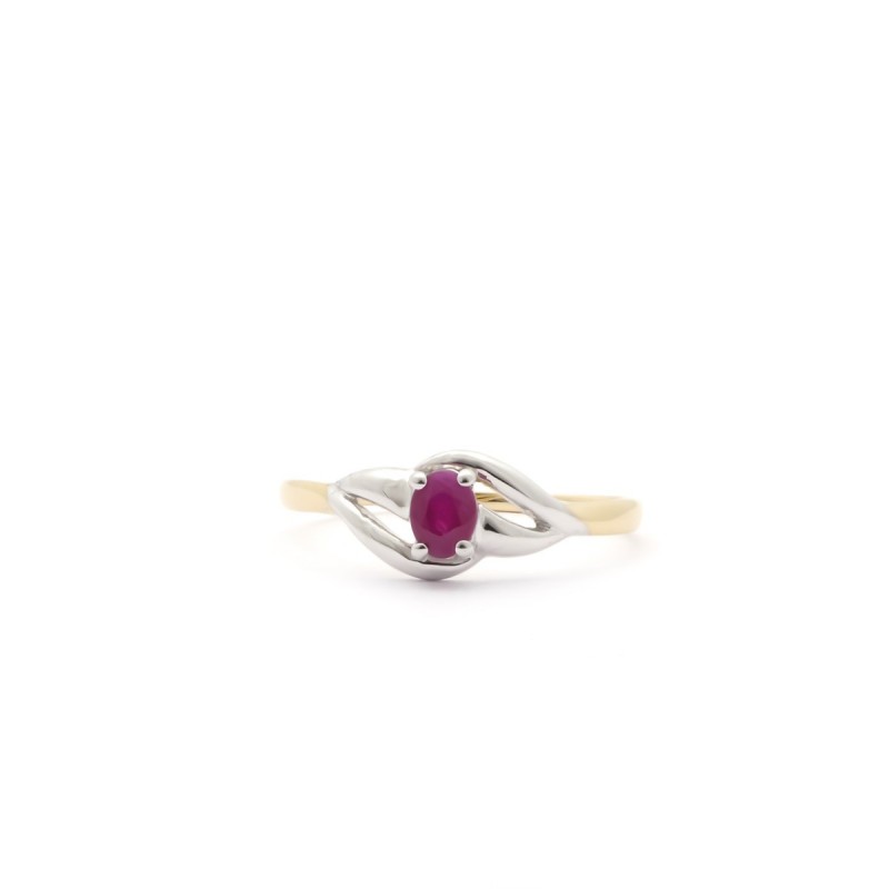Bague Carador Or Bicolore 375/000 et Rubis 0,25 cts