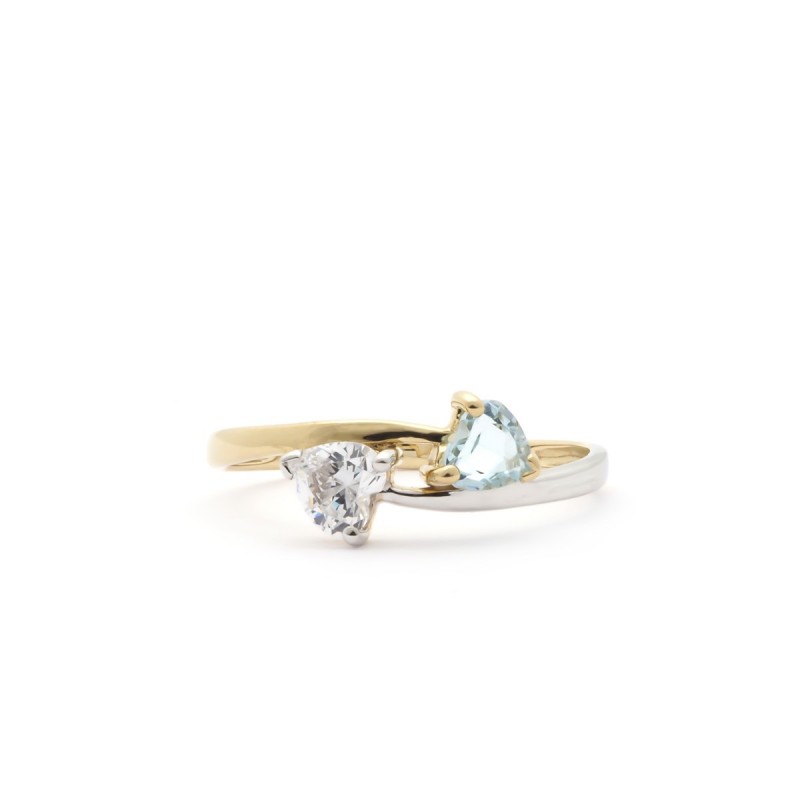 Bague Carador Or bicolore 375/000, topaze et Oxyde de Zirconium