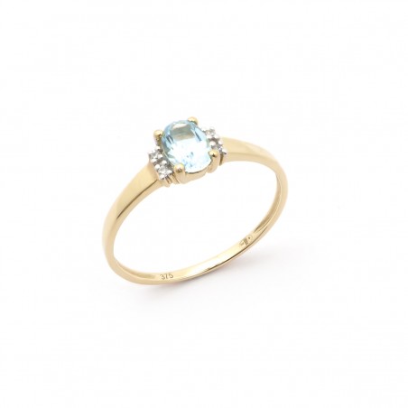 Bague Carador or jaune 375/000, topaze et oxydes de zirconium