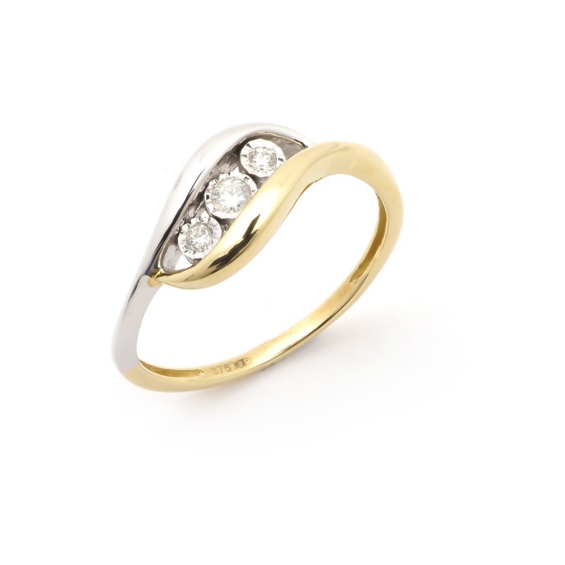 Bague Carador Trilogy Or bicolore 375/000 et diamants 0,06 cts