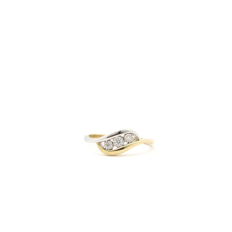 Bague Carador Trilogy Or bicolore 375/000 et diamants 0,06 cts