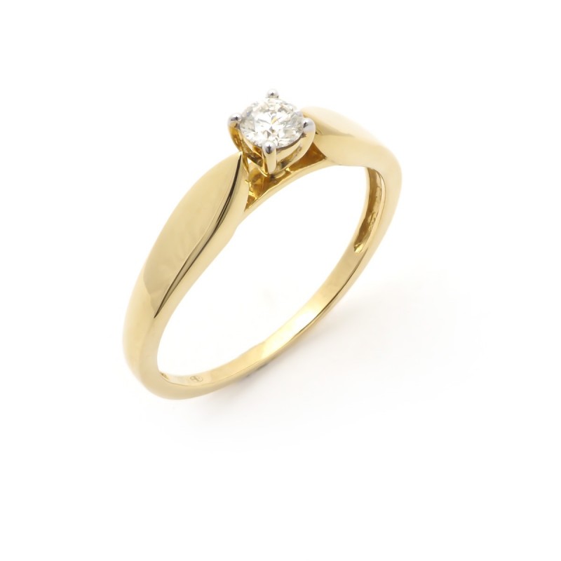 Solitaire Carador diamant 0,15 cts serti griffes, or jaune 375/000