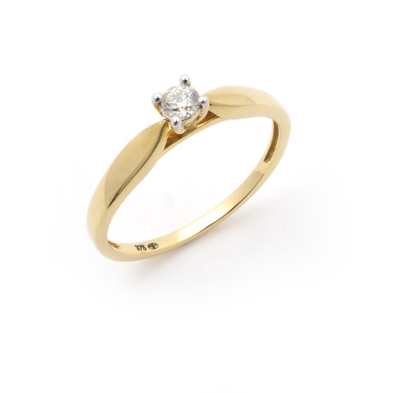Bague Solitaire Carador Diamant 0,10 cts et or jaune 375/000
