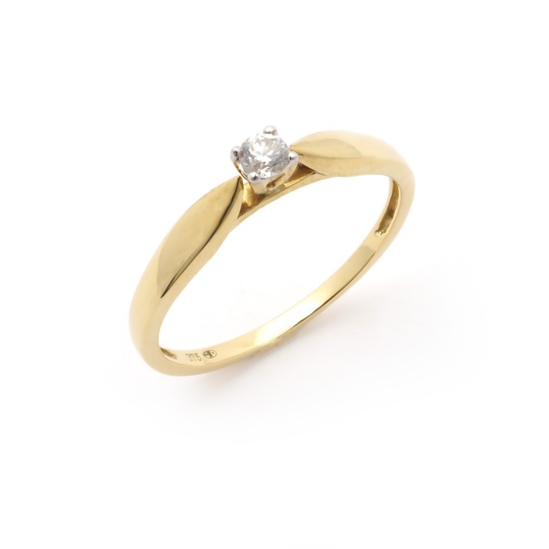 Bague Solitaire Carador Or jaune 375/000 et diamant 0,03 cts