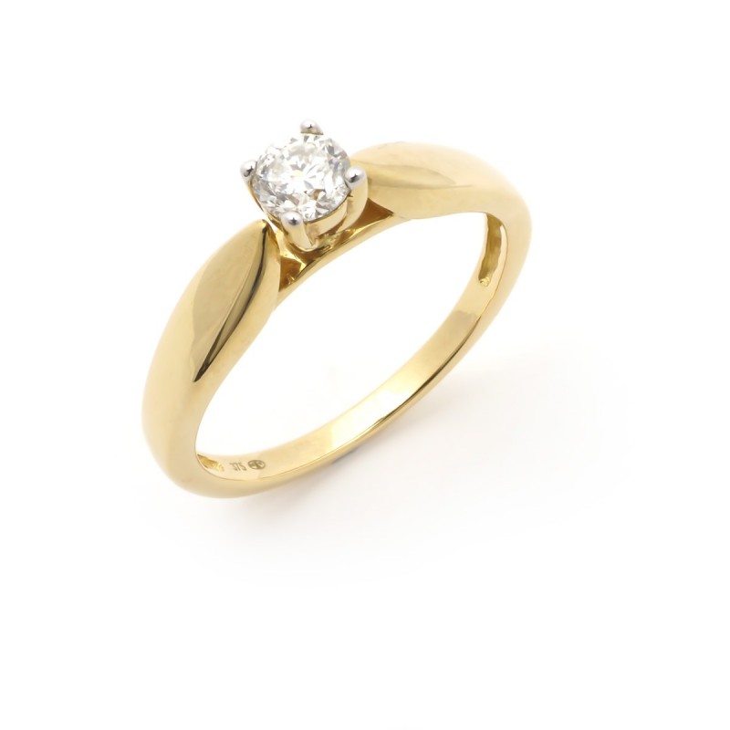 Solitaire Carador diamant 0,25 cts serti griffes, or jaune 375/000