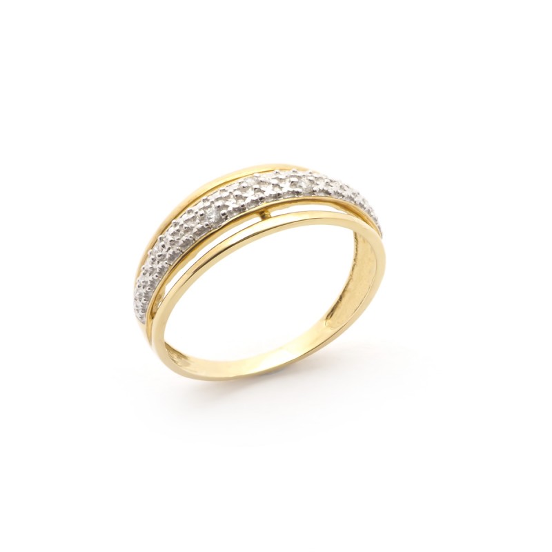 Bague Carador pavage diamants 0,04 cts et Or jaune 375/000