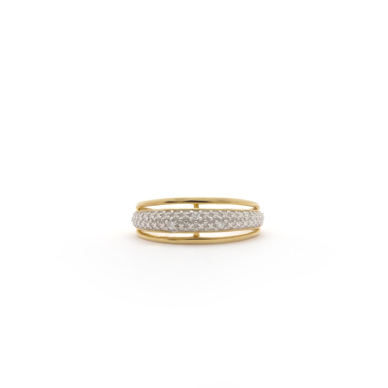 Bague Carador pavage diamants 0,04 cts et Or jaune 375/000
