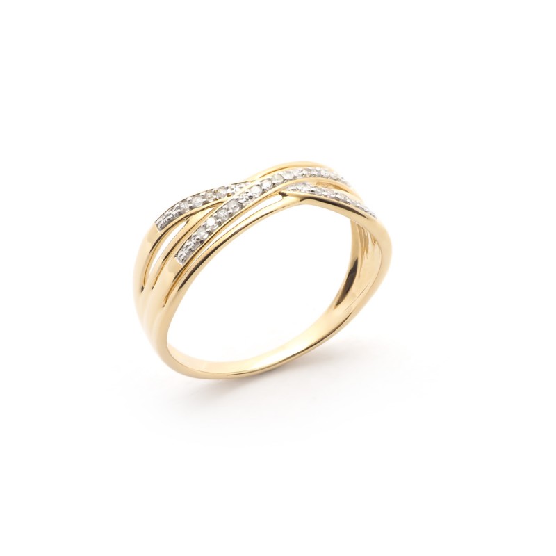 Bague or jaune 375/000 Carador et diamant 0,06 cts