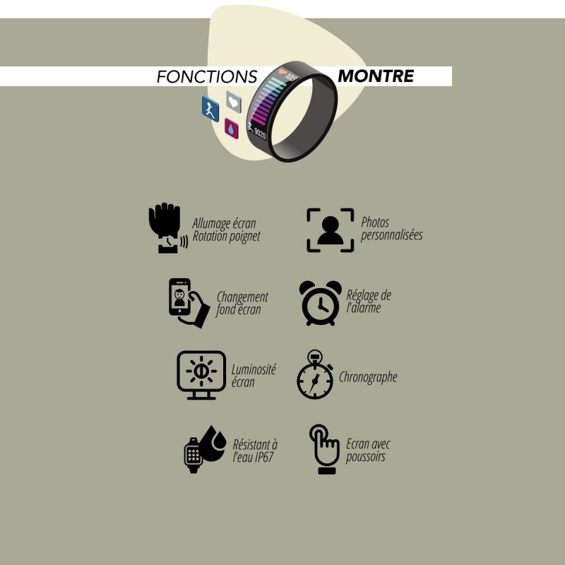 Montre connectée noire Wellness Smarty 2.0