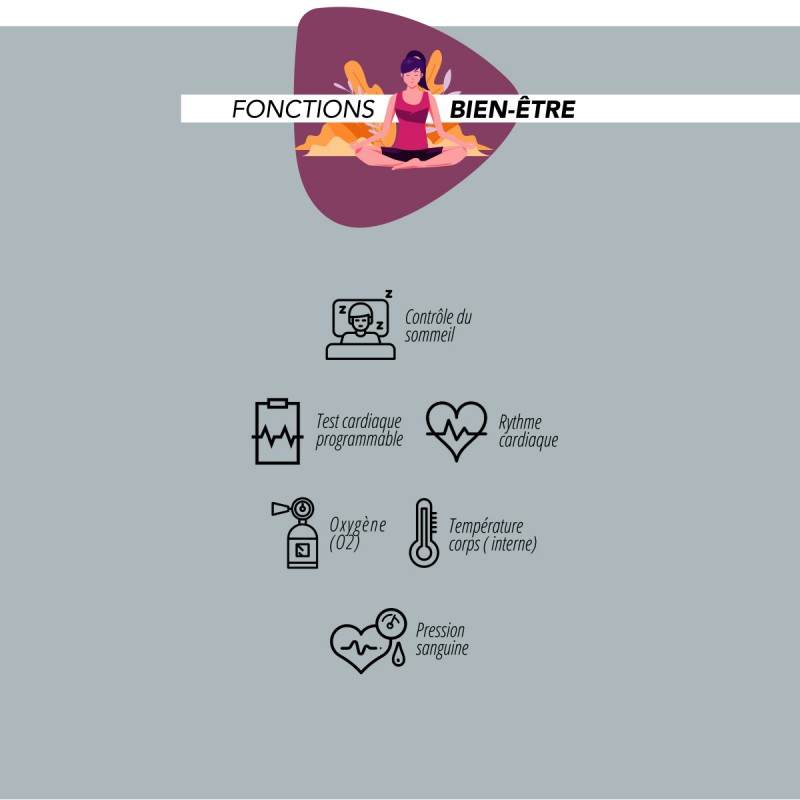 Montre connectée noire Wellness Smarty 2.0