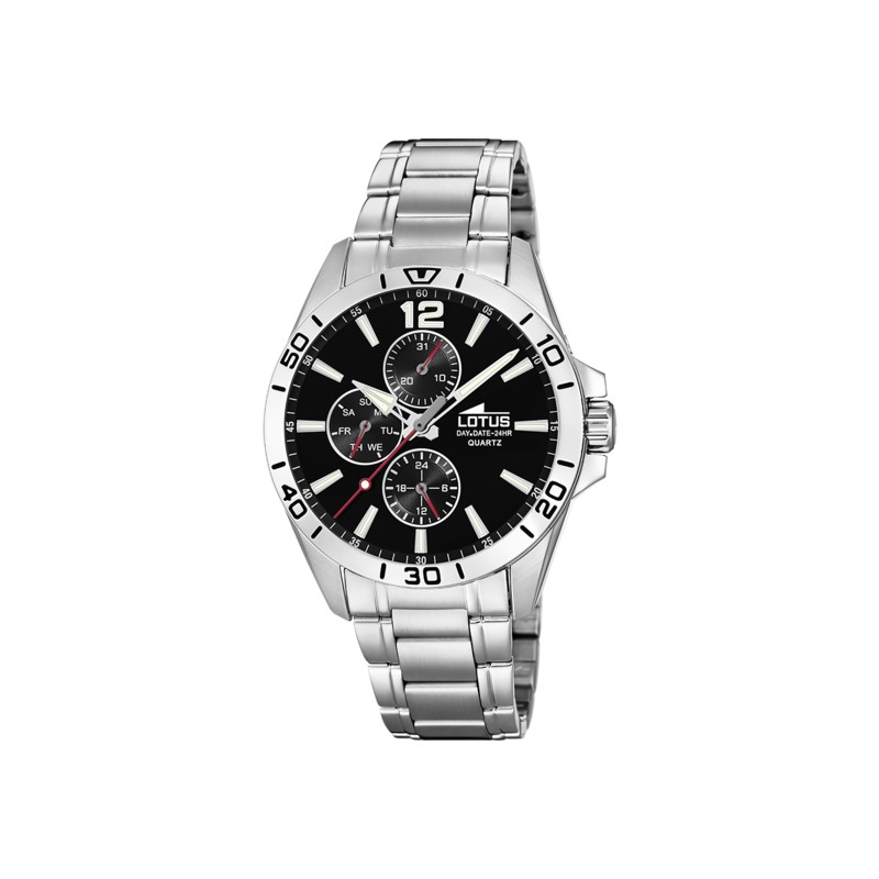 Montre Homme Lotus Noir Bracelet en Acier