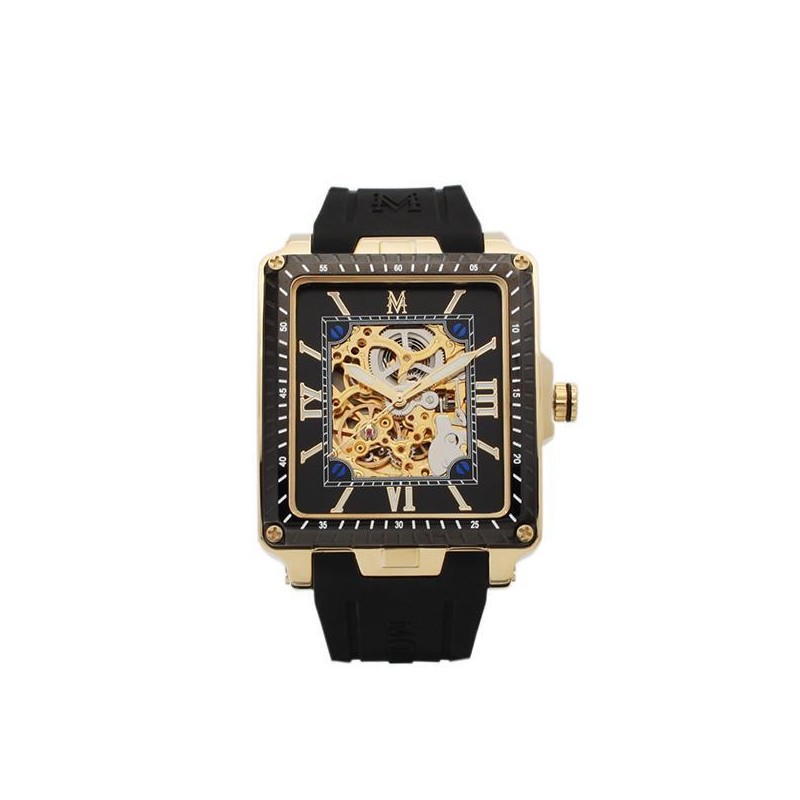 Montre Homme Montignac Noir et Doré Bracelet en Silicone Noir
