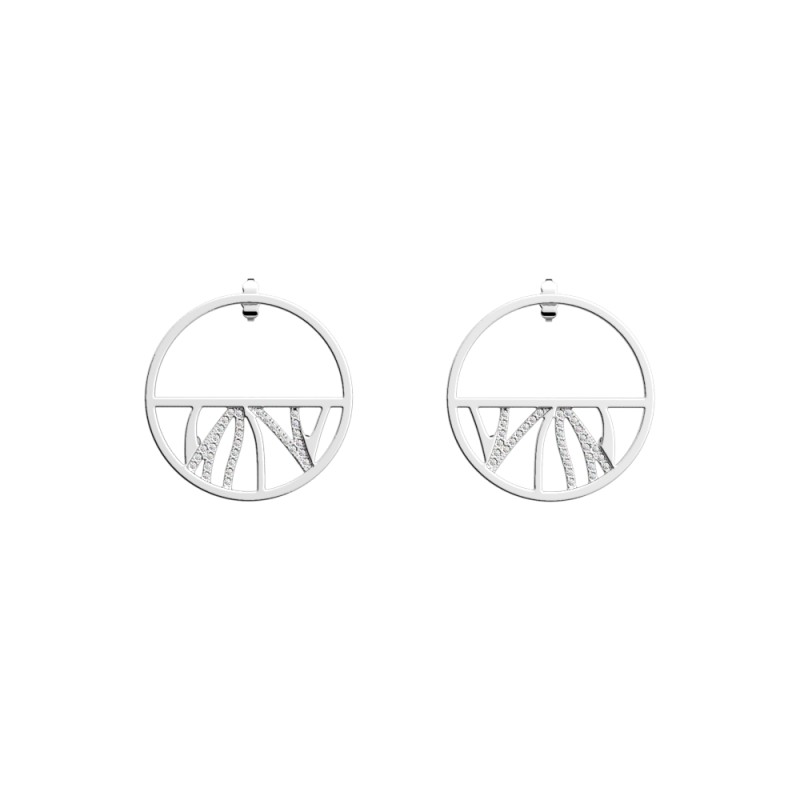 Boucles d'oreilles Les Georgettes Perroquet 30 mm finition argentée oxyde de zirconium