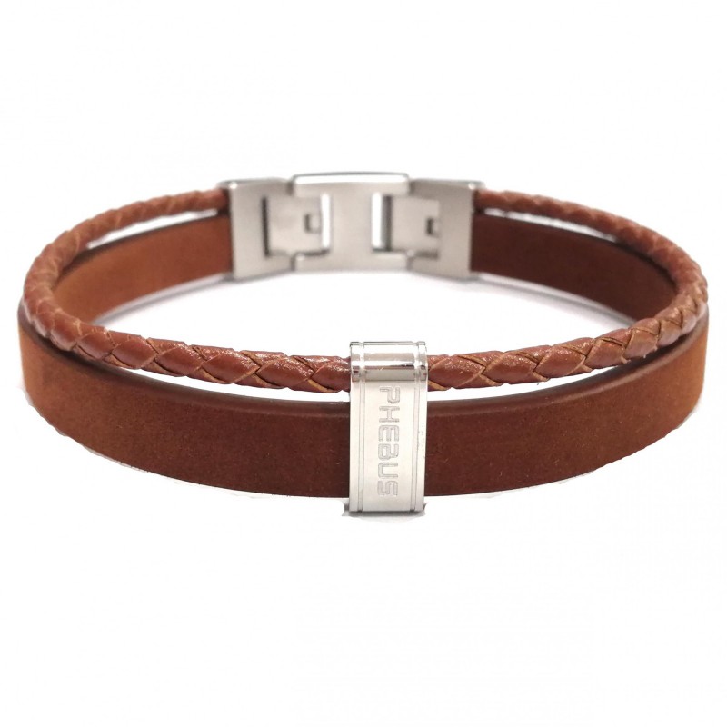 Bracelet Phébus Homme en Acier et Cuir