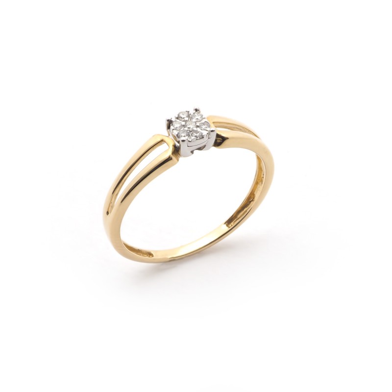 BAGUE SOLITAIRE BICOLORE DIAMANT 0 05CTS