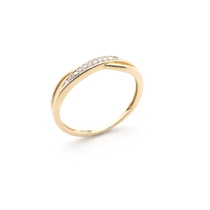 BAGUE OR JAUNE 375/000 DIAMANTS 0.03CTS