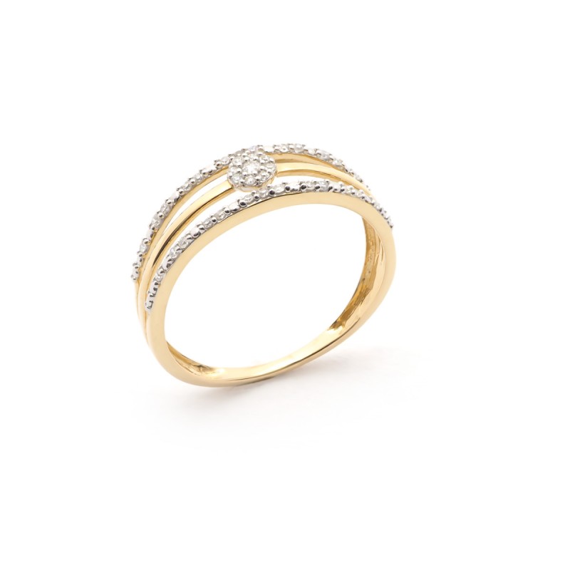 BAGUE OR JAUNE 375/000 DIAMANTS 0.11CTS