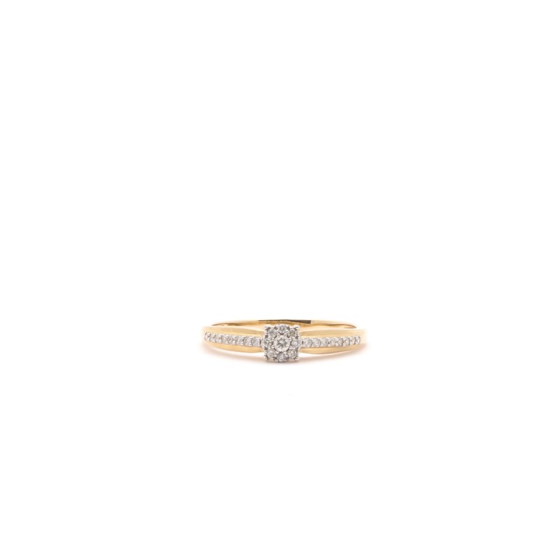 BAGUE SOLITAIRE ACCOMPAGNEE OR JAUNE 375/000 DIAMANTS