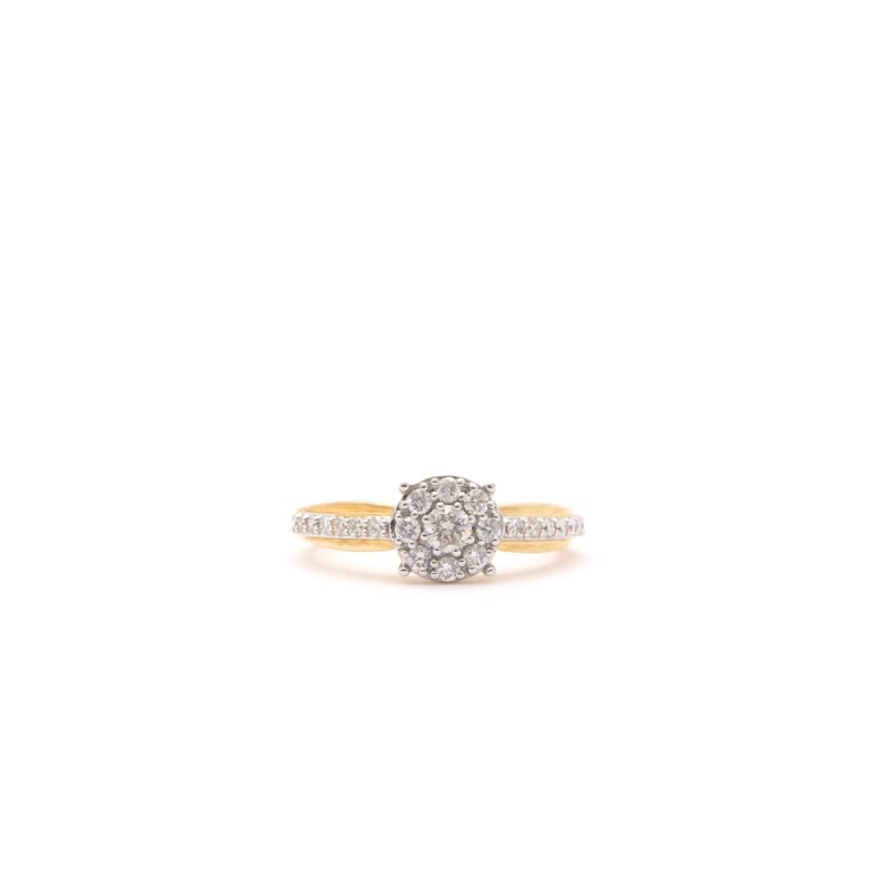BAGUE SOLITAIRE ACCOMPAGNEE OR JAUNE 375/000 DIAMANTS